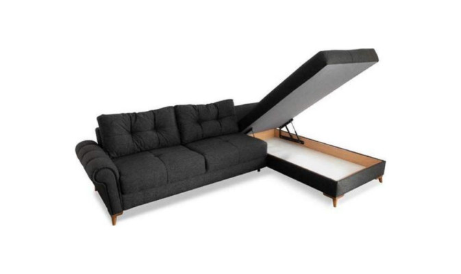 Schwarzes Ecksofa Moderne L-Form Couch Wohnzimmer Polster Eckcouch Neu