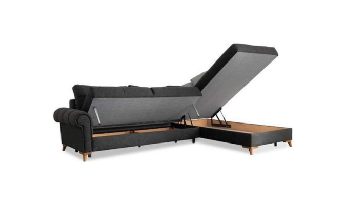 Schwarzes Ecksofa Moderne L-Form Couch Wohnzimmer Polster Eckcouch Neu