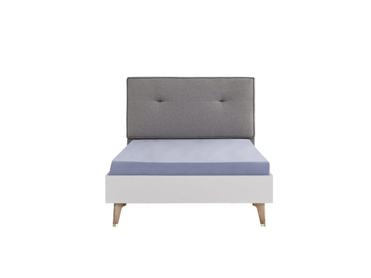 Kinderbett Bett 100 cm Jugendbett Holz Grau Kinderzimmer Stoff Modern