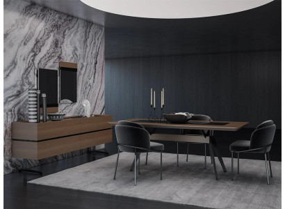 Esszimmer Set 8tlg Komplett Esstisch 4x Stühle Design Sideboard mit 2x Spiegel