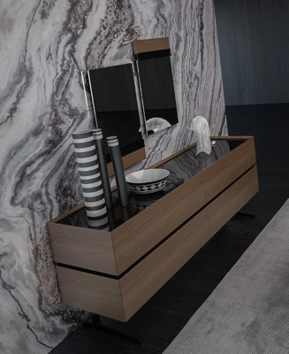 Esszimmer Set 8tlg Komplett Esstisch 4x Stühle Design Sideboard mit 2x Spiegel