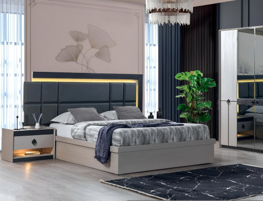 Schlafzimmer Set 3tlg Bett 2x Nachttische Luxus Komplett Möbel Moderne Design