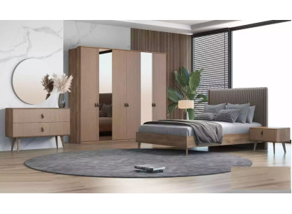 Set Bett 2x Nachttische Schminktisch Schlafzimmer 6tlg Design Modern