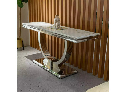 Silbernes Sideboard Konsolen Tisch Luxus Tisch Silber Chrom 120x40cm