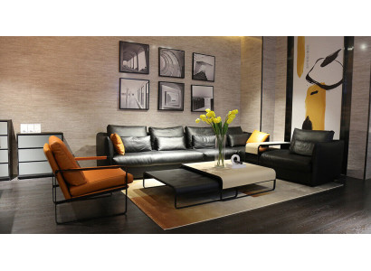 Italienische Leder Stil Wohnzimmer Möbel Ecksofa Sofa Polster Garnitur Eckcouch