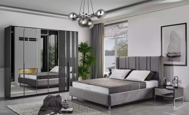 Schlafzimmer Set Bett 2x Nachttische Holz Möbel 3tlg Modern Design Sets