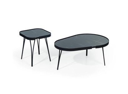 Designer Grauer Couchtisch Set Luxus 2x Tische Runde Beistelltische Tisch