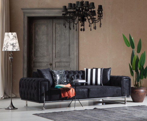 Wohnzimmer Set 2x Dreisitzer Sofa Chesterfield Couch Design Sessel Luxus Möbel
