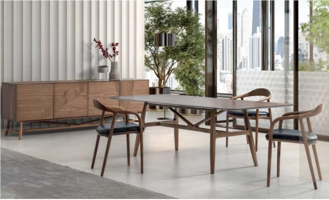 Modernen 6tlg Esszimmer Set Tisch 4x Stühle mit Anrichte Essgarnitur Gruppe