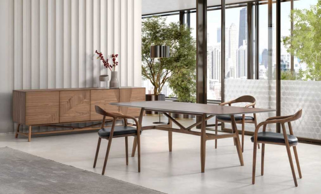 Luxus Set Esszimmer 6tlg Essgarnitur Essgruppe Set Tisch 4x Stuhle mit Anrichte