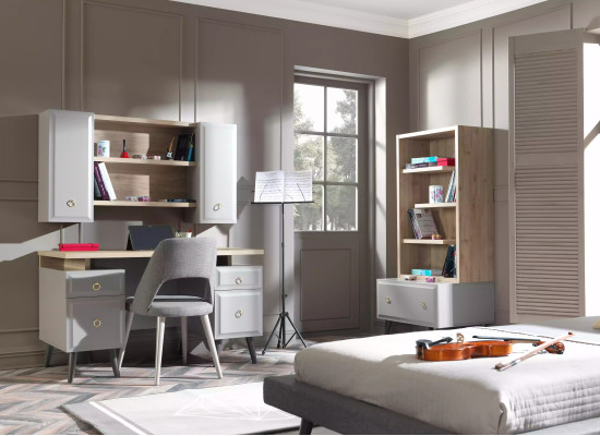 Computertisch Schreibtisch Kinderschreibtisch Holz Grau Tisch Design