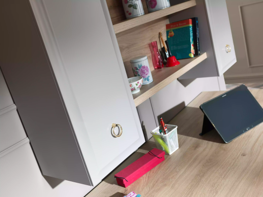 Komplete Jugendbett Kindermöbel Kinderzimmer Bett Holz Grau Set 5tlg