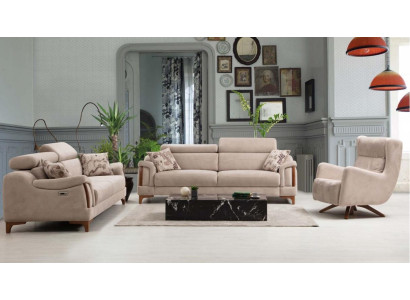 Sofagarnitur Wohnzimmer Dreisitzer Sofa Komplett Einsitzer Sessel Textil Möbel