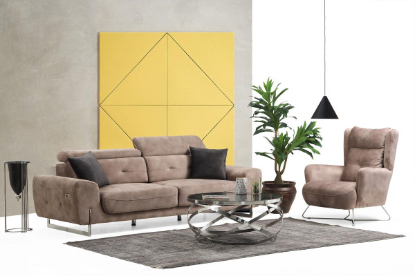 Sofagarnitur Set Dreisitzer Sofas Wohnzimmer Sessel Modern Design Textil