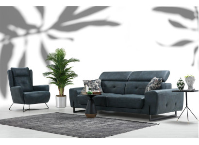 Sofagarnitur 2 tlg Dreisitzer Sofa Couch Wohnzimmer Designer Sessel Textil Möbel