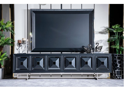 Wohnzimmer TV schrank tv fernseher stander schrank lowboard neu Schwarz
