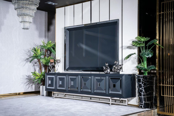 Wohnzimmer TV schrank tv fernseher stander schrank lowboard neu Schwarz