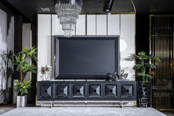 Wohnzimmer TV schrank tv fernseher stander schrank lowboard neu Schwarz
