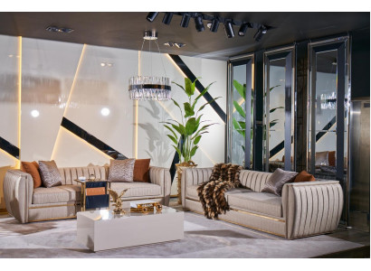 Polstergarnitur 3+3 Sofa Couchtisch Garnitur Couch Stoff Sofagarnitur 3tlg.