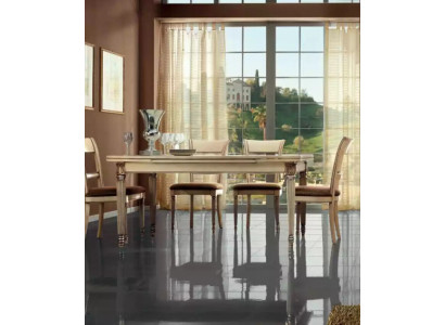 Italienische Stil Esstisch 4x Stühle Holz Tisch Essgarnitur Design 5tlg