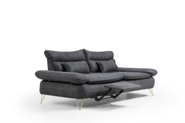 Sofagarnitur 3+3+1+1 Sitzer Garnitur Schwarz Sofa Sessel Sofas Set 4tlg