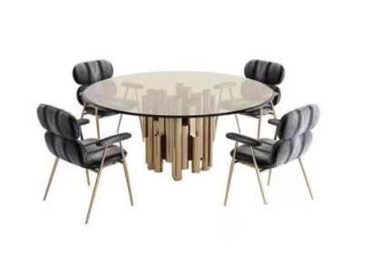 Designer Tisch Gold Esszimmertisch Rund Glas Rund Tische Moderner luxuriöse
