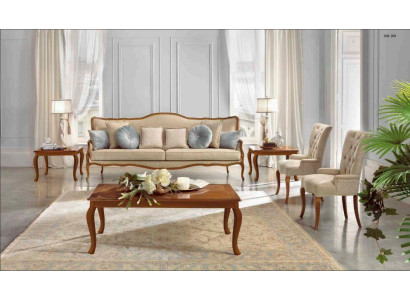 Sofagarnitur 6tlg. Klassische Möbel Sofa Sessel Beistell Tisch Couchtisch Holz