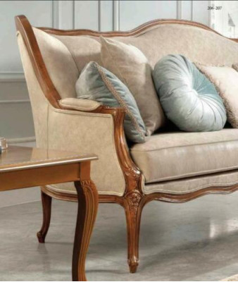 Sofagarnitur 6tlg. Klassische Möbel Sofa Sessel Beistell Tisch Couchtisch Holz