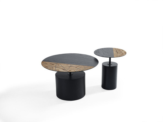 Beistell Rund Tisch Couchtisch Design Holz Schwarz Wohnzimmer Tisch 