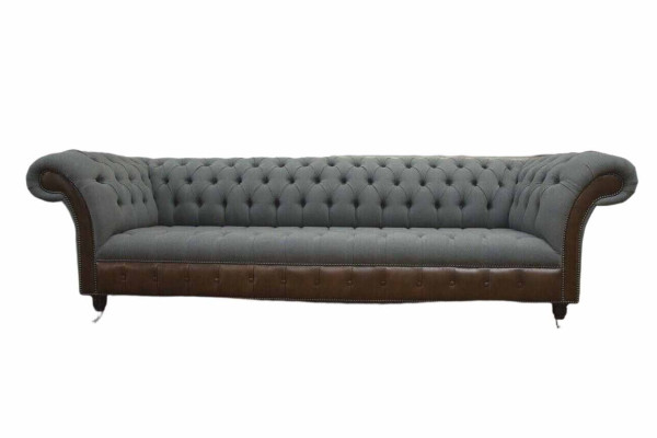 Englische Chesterfield Luxus Textil Sofa 4 Sitzer Sofa Polster Design Stoffsofas