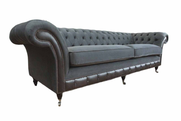 Design Couch Luxus Polstersofas Sofa 4 Sitzer Chesterfield Luxus Grau