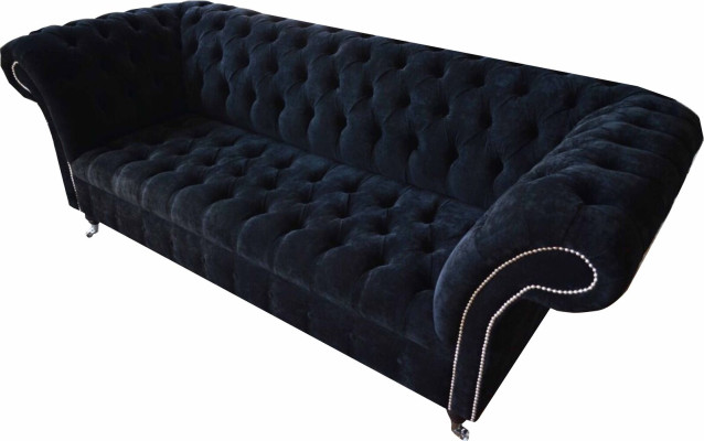 Design Sofa Couch Polster 3 Sitzer Sofas Blau Couchen Sitz Stoff Neu
