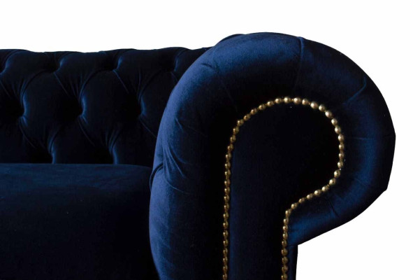 Blaue Chesterfield englisch klassischer Stil Sofa Couch 3 Sitz Polster 230cm