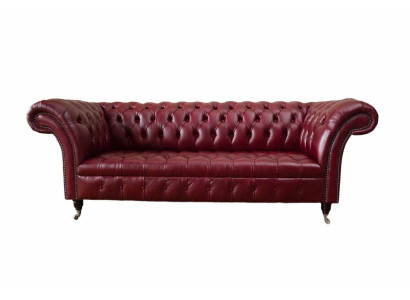 Chesterfield 3 Sitzer Leder Couch Polster Luxus Braun Sofa Möbel 230cm