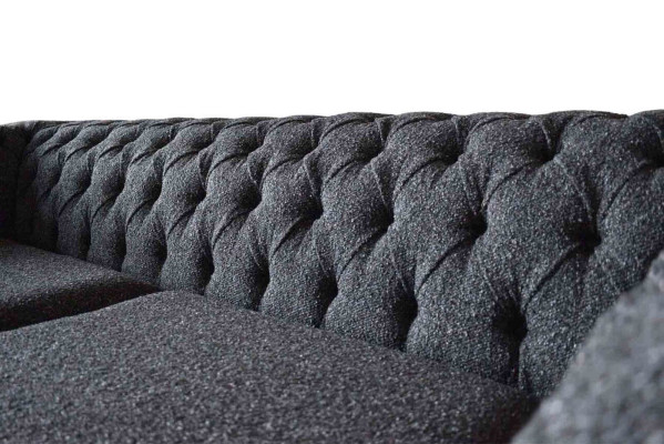 Graue Chesterfield 3 Sitzer Grau Textil Design Couchen Polster Sofas