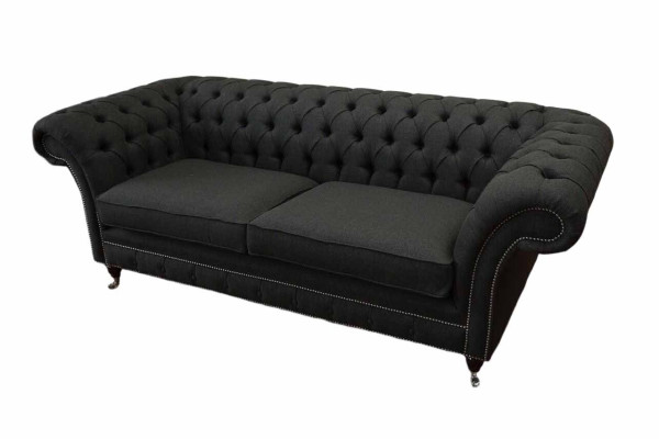Wohnzimmer Sofa Chesterfield Couch Dreisitzer Design Schwarz Möbel Neu