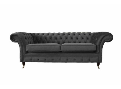 Design Chesterfield Sofa 3 Sitzer Grau Couch Polster Sofas Wohnzimmer