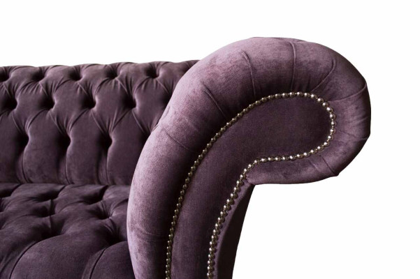 Chesterfield Sofa Couch Design Lila Polster Textil Zweisitzer Sitzer Neu