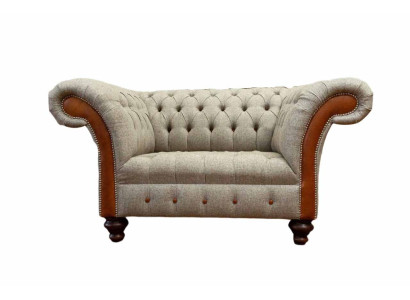 Chesterfield Sofa Polster 1,5 Sitzer Sofas Klassisch Einsitzer Grau Neu