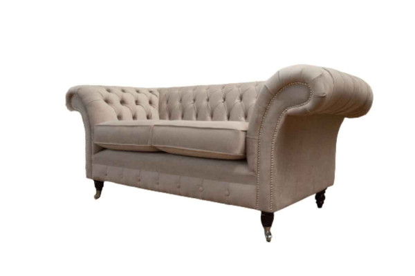 Chesterfield Textil Polster Sofa Design Luxus Couch Stoff Sofas 2 Sitzer