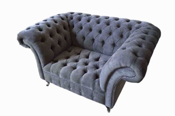 Chesterfield Sofa 1.5 Sitzer Couch Polster Design Sofas Sitz Polster Grau