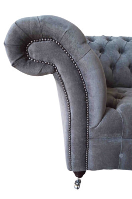 Chesterfield Sofa 1.5 Sitzer Couch Polster Design Sofas Sitz Polster Grau