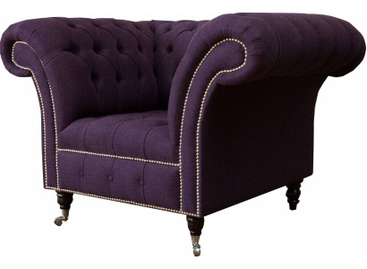 Sessel Einsitzer Luxus 1 Sitz Sitz Design Textil Lila Stoff Chesterfield