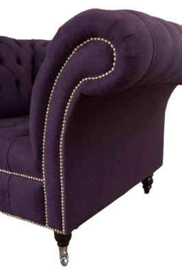 Sessel Einsitzer Luxus 1 Sitz Sitz Design Textil Lila Stoff Chesterfield
