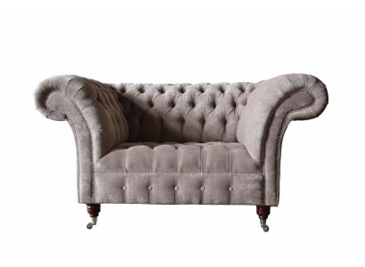 Chesterfield Sofa Couch 1 Sitzer Luxus Textil Stoff Couchen Polster Neu