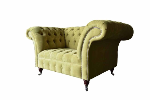 Chesterfield Sessel Textil Design Sofa Stoff Couch Sofas Polster Grau Neu