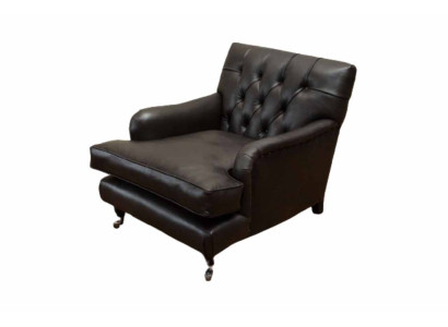 Designer Sessel 1 Sitzer Braun Leder Textil Luxus Sofa Chesterfield