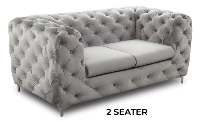 Chesterfield Sofagarnitur Couch Sofa Set Samt Graue Couchen Sitzmöbel