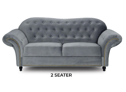 Chesterfield Sofa Stoff Grau Sofas Wohnzimmer Couch Sitzpolster Möbel