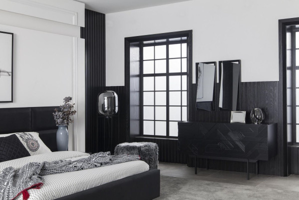 Schwarz Kommode Sideboard Schrank Anrichte Kommoden Schränke 138cm Möbel
